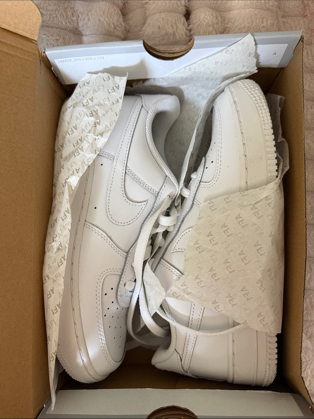 NIKE Boys All White Low-Top Air Force 1s